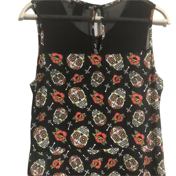 HOT TOPIC candy skull, crosses, and roses dress large - Picture 7 of 11